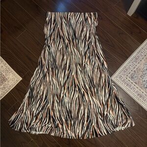Women’s Flowing Zebra-Stripe Maxi Skirt in Black, White & Brown